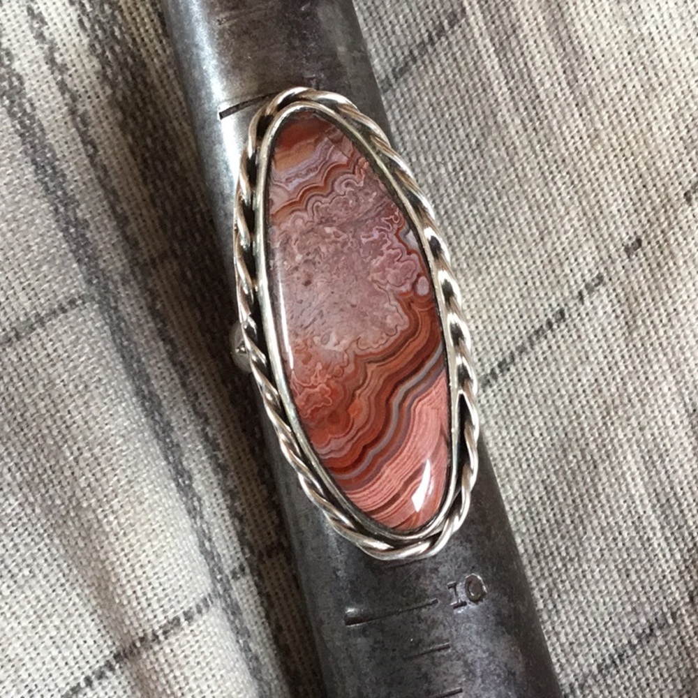 Ring Native American Huge Sterling Silver agate